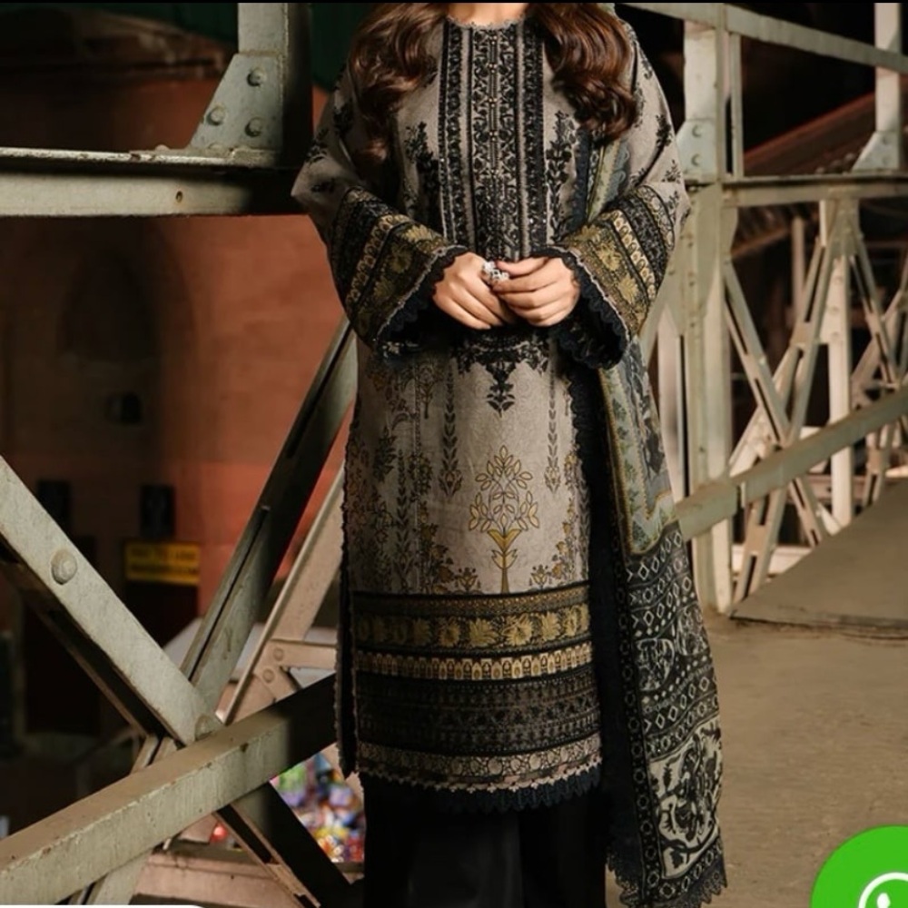 Designer Asim jofa  Black Embroidered Dress